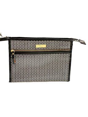 Mor Black & White Geometric Pattern Zip-Up Makeup Bag